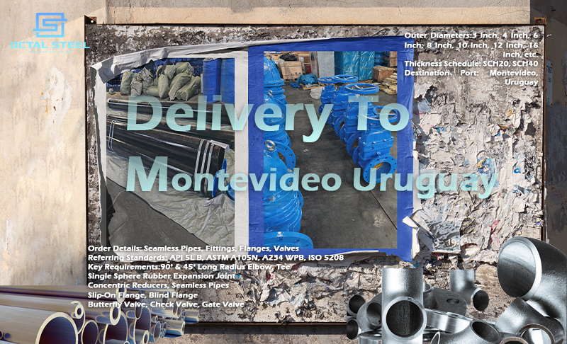 API 5L B Carbon Steel Pipes, ASTM A105 Flanges, A234 WPB Fittings & Valves Export to Uruguay by OCTAL STEEL