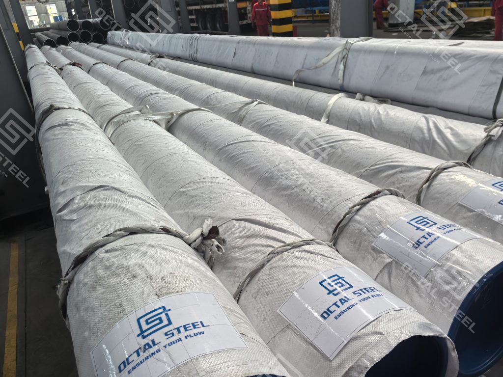 API 5L PSL2 Grade B seamless steel pipe with 3LPE coating, standard schedule, full view, for Mexico project